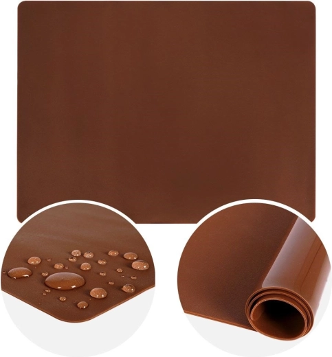 Alfombrilla de silicona para amasar SILLINIE 50 × 40 cm, marrón