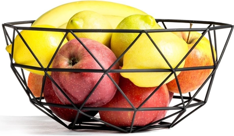 Frutero geométrico de metal negro 28 cm Vilde