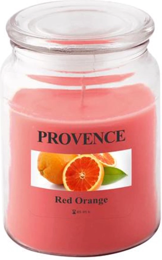 Vela aromática en vaso de cristal PROVENCE naranja roja 95 h