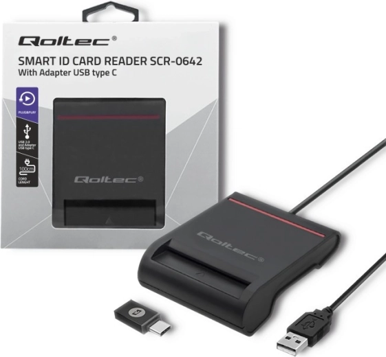 Lector de tarjetas ID con chip Qoltec