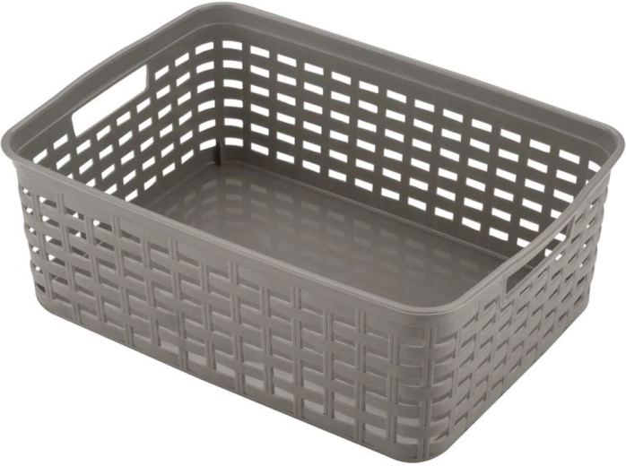 Cesta organizadora de plástico HEIDRUN con diseño de ratán 39 × 29 × 13 cm - 1 unidad