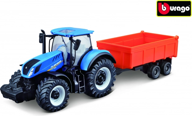 Bburago Farmland tractor NEW HOLLAND T7.315 HD con remolque basculante 10 cm