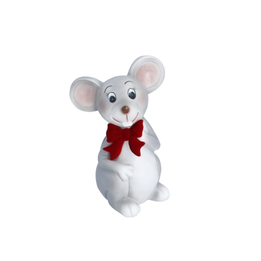 Figura navideña de ratoncita con lazo