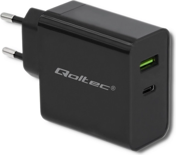 Cargador de red 45 W con USB‑C Power Delivery y USB, negro