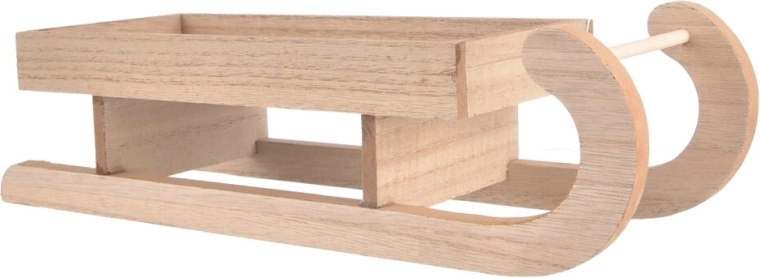 Trineo decorativo de madera beige 30 × 10 × 8 cm