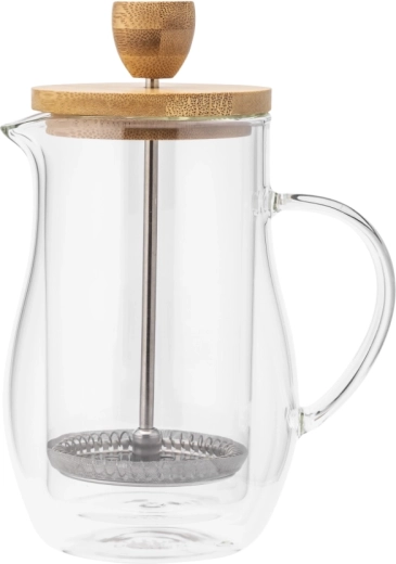 French press de vidrio con tapa de bambú 400 ml