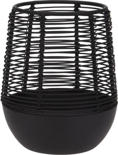 Candelero metálico de alambre para una vela, negro, 10 × 12 cm