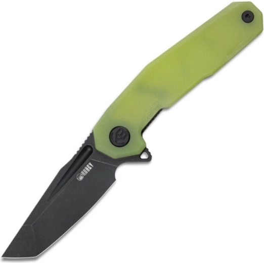 Kubey Carve Nest navaja plegable de bolsillo, hoja negra, empuñadura G10 verde transparente