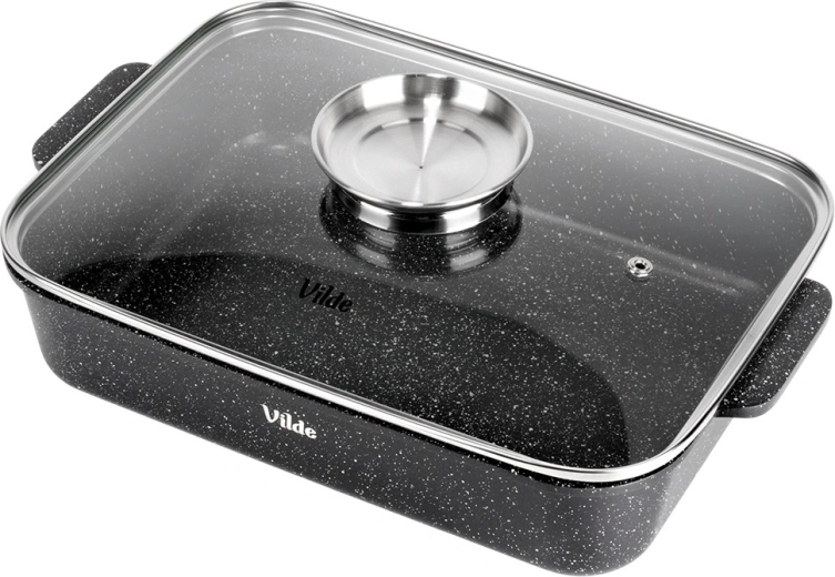 Superficie de granito antiadherente y control con tapa de vidrio