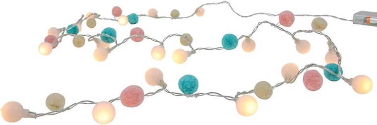 Guirnalda luminosa con temporizador, 20 LED y 20 adornos, 150 cm
