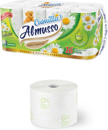 Papel higiénico Camilla blanco de 3 capas, 16 rollos, FSC