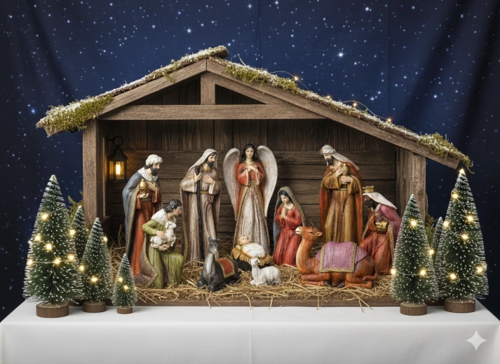 Juego de 11 figuras navideñas de polirresina de hasta 40,5 cm