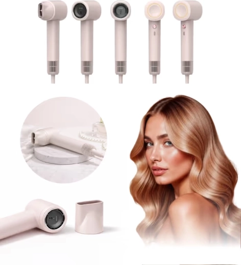 Secador de pelo multifunción 5 en 1 color crema con ionización