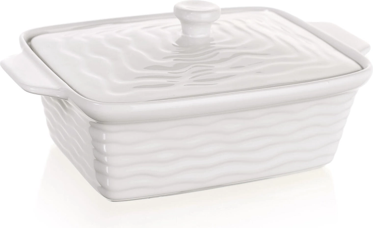 Fuente de horno de cerámica con tapa 28 × 18 cm Culinaria white