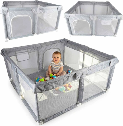 Parque infantil plegable 120 × 120 cm con entrada con cremallera