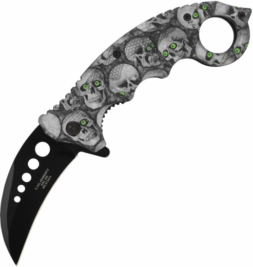 Herbertz CJH Totenköpfe cuchillo de bolsillo plegable karambit 7,3 cm