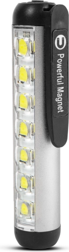Linterna LED de bolsillo recargable Phenom con luz de trabajo de 500 lm, plateada