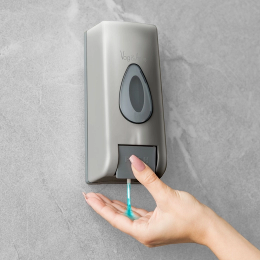 Dispensador mural manual de jabón líquido de 350 ml, plateado