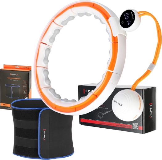 Set de hula hoop de masaje con peso HMS HHM21 y cinturón adelgazante BR1313 blanco/naranja