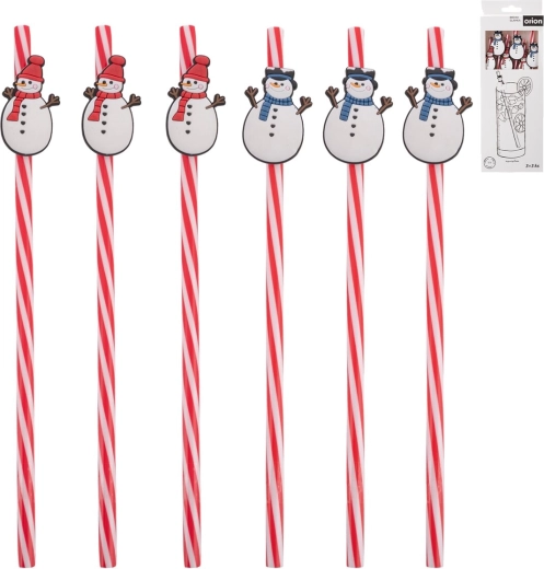 Pajitas reutilizables para bebidas Muñeco de nieve, 6 uds