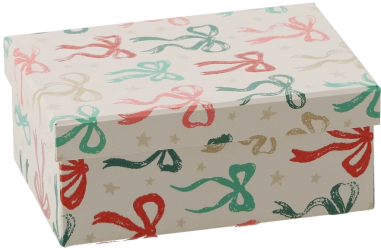 Caja de regalo navideña con lazo 17 × 12 × 7 cm