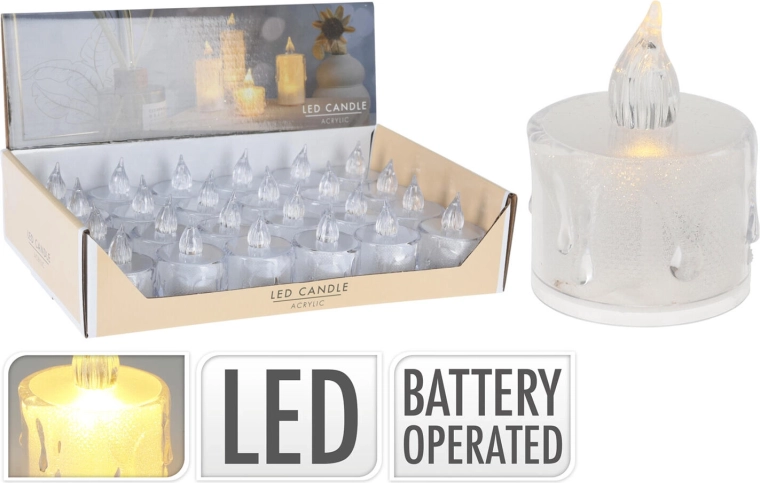 Vela de té LED blanca 3,6 × 5 cm con pilas