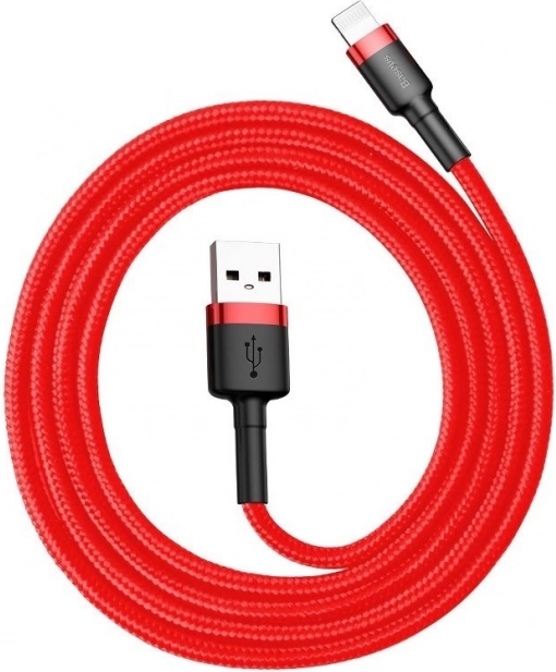 Cable Baseus Cafule USB–Lightning 1 m, 2,4 A, negro‑rojo
