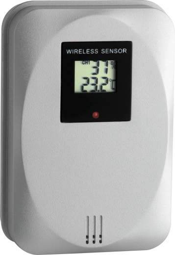 Sensor inalámbrico TFA de temperatura y humedad con pantalla