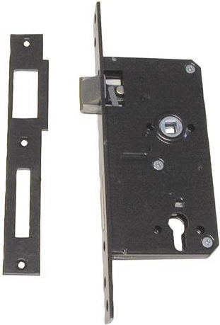 Cerradura de puerta 90 mm con transmisión para cilindro, izquierda