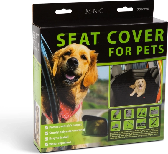 Funda protectora para el asiento trasero del coche para perros y gatos, negra, 130 × 160 cm
