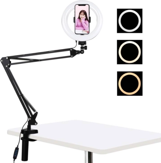 Soporte de mesa Puluz con luz LED circular de 20 cm para vlogging