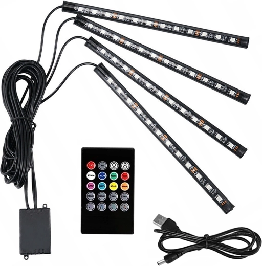 Iluminación LED RGB para el interior del automóvil con sensor de sonido