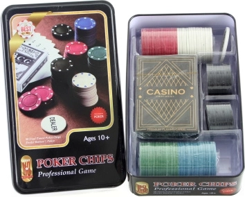Set de póker en caja metálica