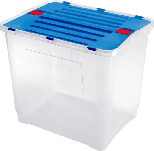Caja de almacenamiento Heidrun Dragon 100 l, transparente con tapa (mix de colores)