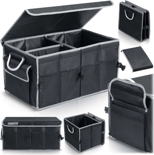 Organizador plegable para el maletero del coche HUMBERG con tapa y asas