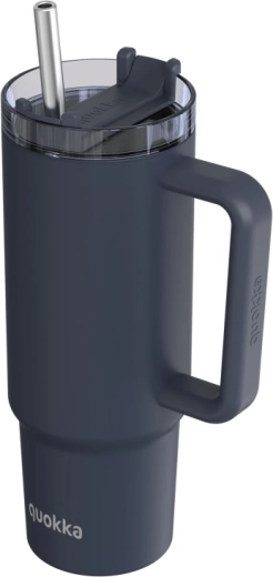 Termo vaso de acero inoxidable Quokka Stream con pajita negro 950 ml