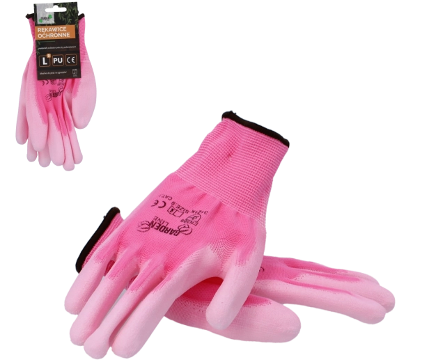 Guantes protectores de poliéster con recubrimiento de poliuretano, talla 9/L