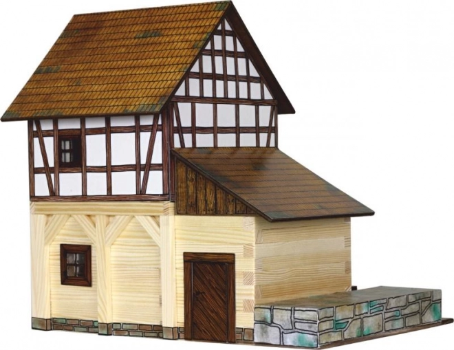 Molino de agua con entramado de madera - maqueta de construcción de madera