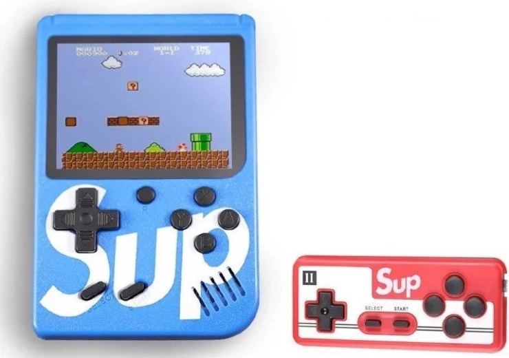 Mini consola de juegos portátil SUP con 400 juegos – azul, para dos jugadores