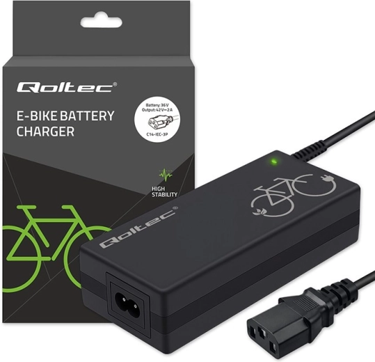 Cargador para bicicletas eléctricas 36 V, 42 V, 2 A con conector C14 IEC de 3 pines + cable de alimentación