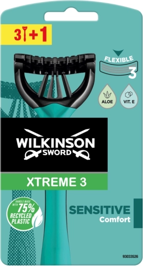 Wilkinson Xtreme 3 Sensitive maquinillas de afeitar desechables para piel sensible (3+1 uds)