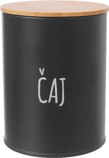 Lata de almacenamiento para té Black con tapa de bambú, diámetro 9,5 cm