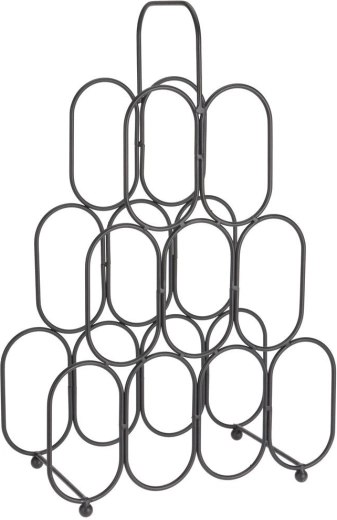 Soporte metálico para vino, negro, 9 botellas, 36 × 56 cm