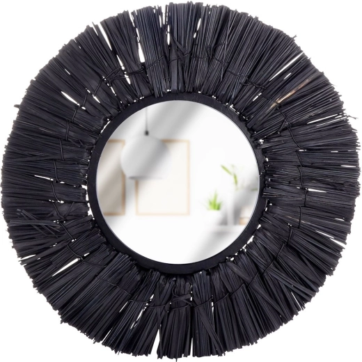 Espejo de pared redondo negro Home Styling Collection 32 cm