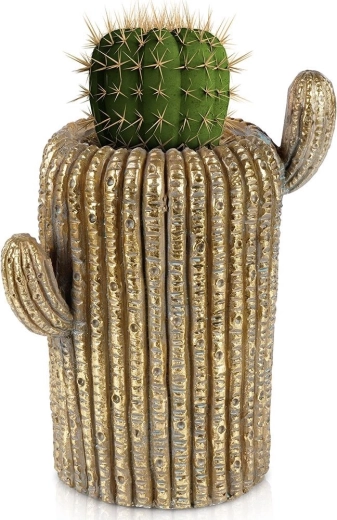 Macetero dorado con forma de cactus 34,5 cm