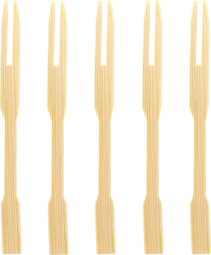 Pinchos de bambú para canapés con tenedor, 9 cm, 50 unidades
