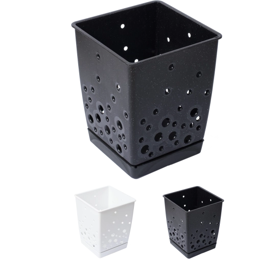 Escurre cubiertos con base extraíble negro‑blanco