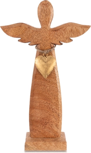 Figura de ángel de madera de mango 26 cm