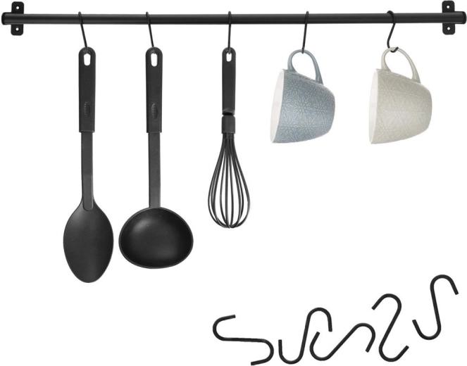 Riel de cocina metálico negro RADKA 78,5 cm