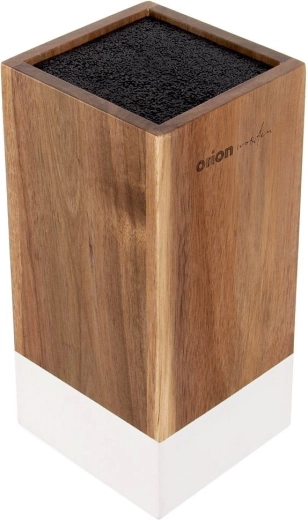 Elegante madera de acacia con detalle blanco